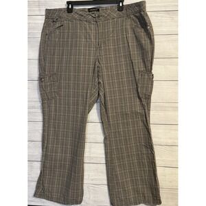 Lane Bryant Women's Brown Plaid Wide Leg Pants Sz 24 Cargo Pockets